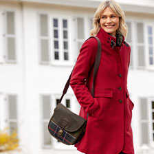 Alernatives Thumbnail 1 zu Roter Damen-Wollmantel mit abnehmbaren Webpelzkragen