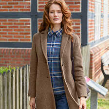 Brauner Blazermantel Mohair-Optik