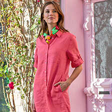 Alernatives Thumbnail 1 zu Leinen-Hemdblusenkleid